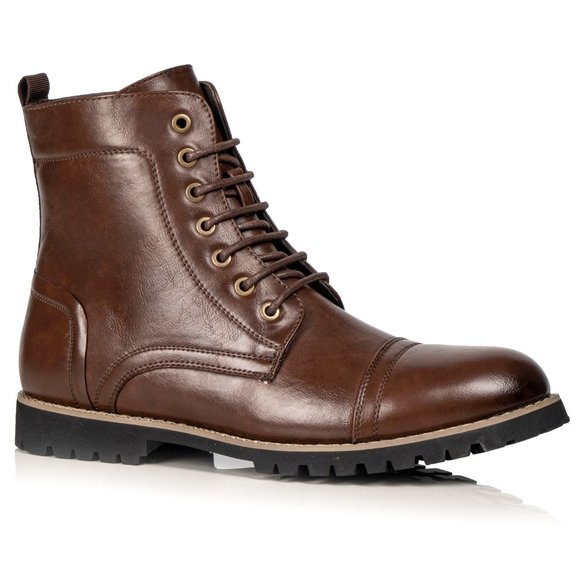 Brown Men's Lace Up Cap Toe Dress Oxford Fashion Casual Boot - Picture 3 of 7